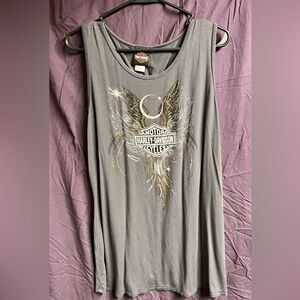 Harley-Davidson Women's Gray Tank with Gold & Silver Blingy Winged Logo